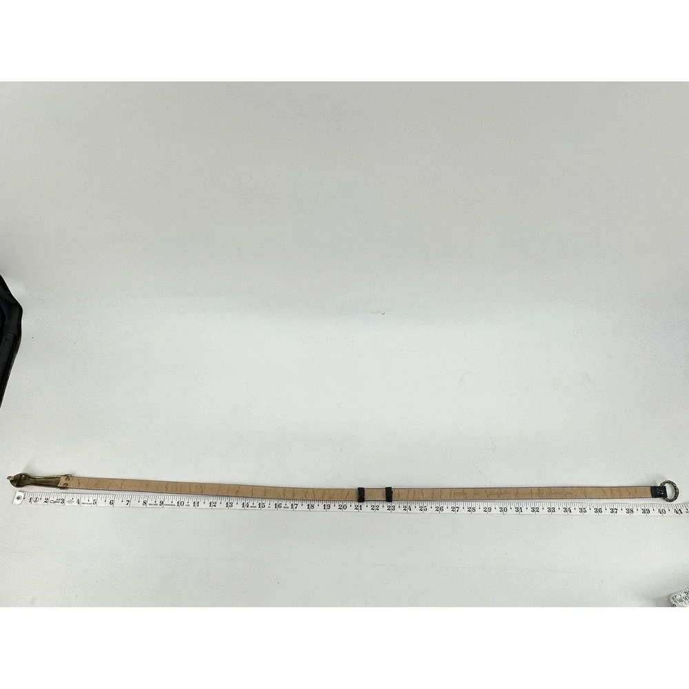 Kenneth Jay Lane Snake Hook Belt Womens M/L Black Gold Faux Snake Skin‎ Goth